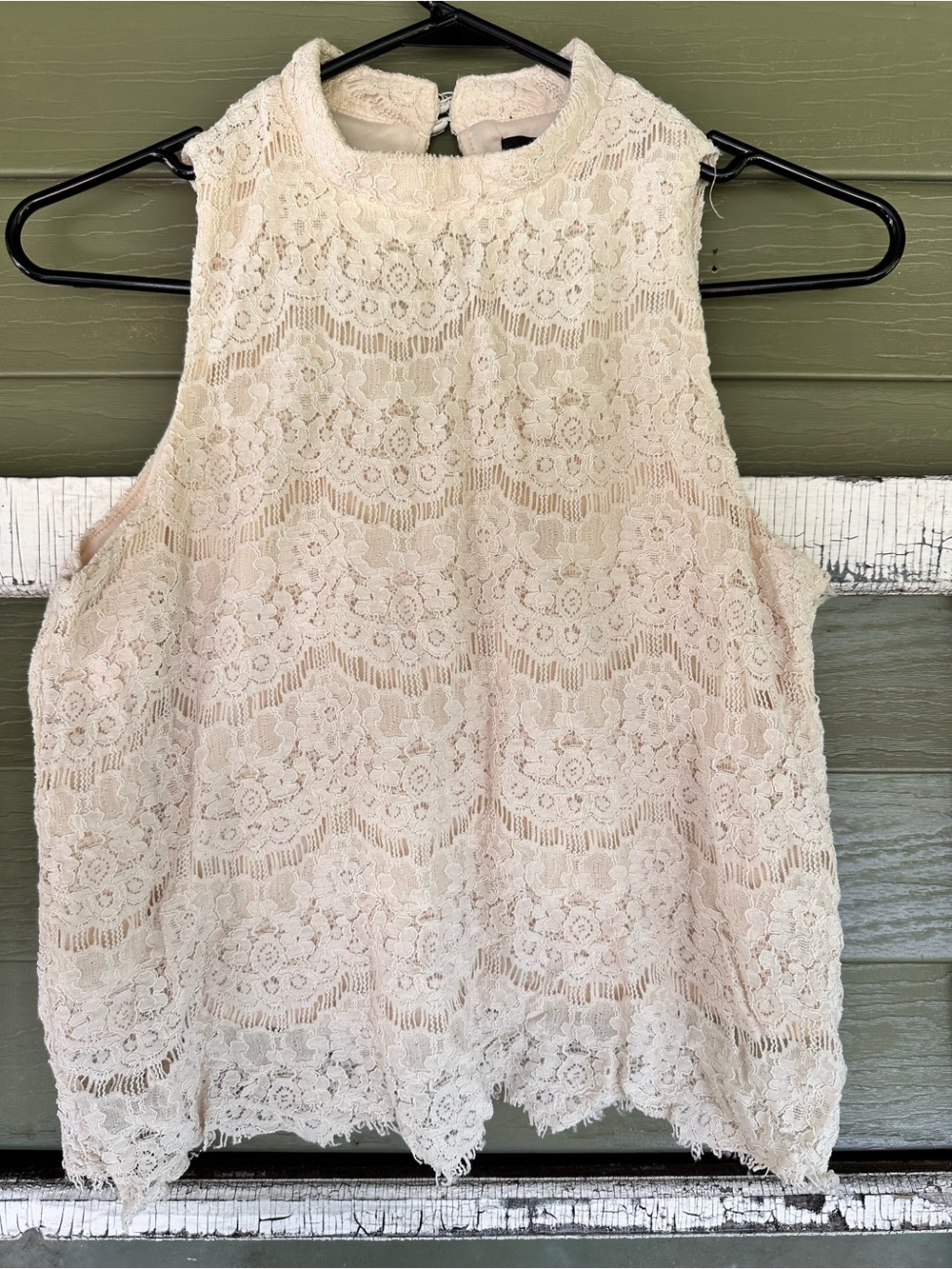 Womens Lace Shell Top - Cream